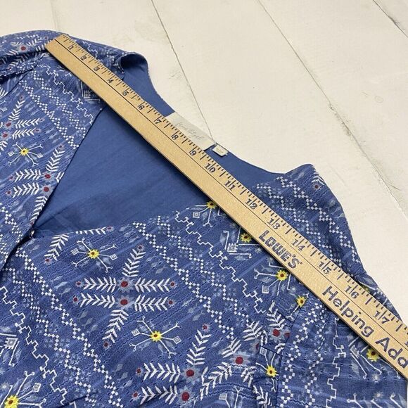 Anthropologie Forever That Girl  Smocked Blouse Cornflower Blue  Women's Medium - Picture 13 of 15
